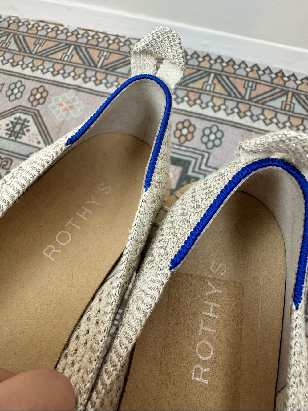 Rothy’s New The Espadrille Diamond Metallic Flat Slip-on Knit Shoes size 7.5 - Picture 8 of 14